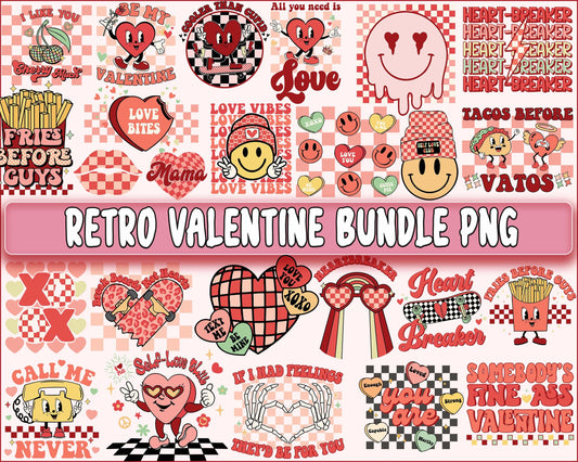 Retro Valentine bundle PNG , Retro Valentine PNG, Cutting Image, File Cut , Digital Download, Instant Download