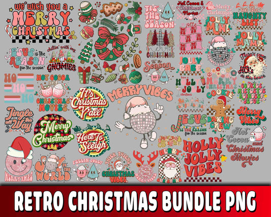 Retro christmas bundle PNG , Mega bundle Retro christmas PNG , file cut , Silhouette, digital download, Instant Download