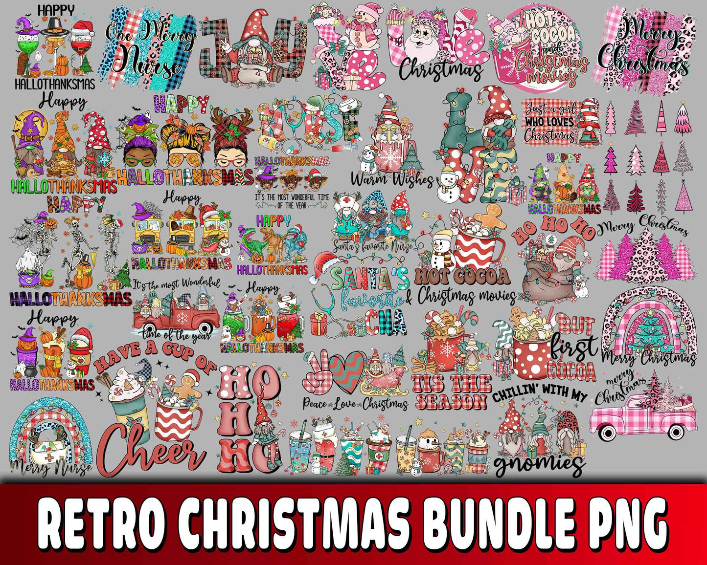 Retro christmas bundle PNG , Mega bundle Retro christmas PNG 3 , file cut , Silhouette, digital download, Instant Download