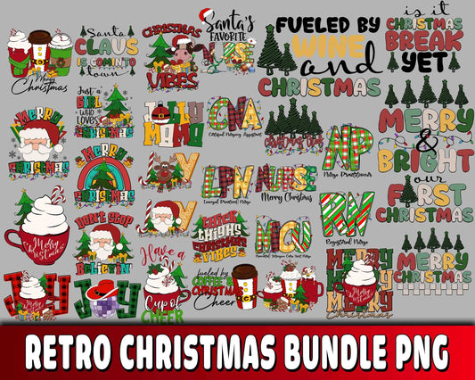 Retro christmas bundle PNG , Mega bundle Retro christmas PNG 5 , file cut , Silhouette, digital download, Instant Download