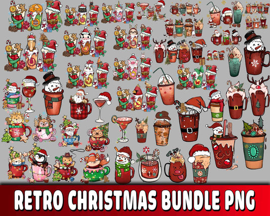 Retro christmas bundle PNG , Mega bundle Retro christmas PNG 6 , file cut , Silhouette, digital download, Instant Download