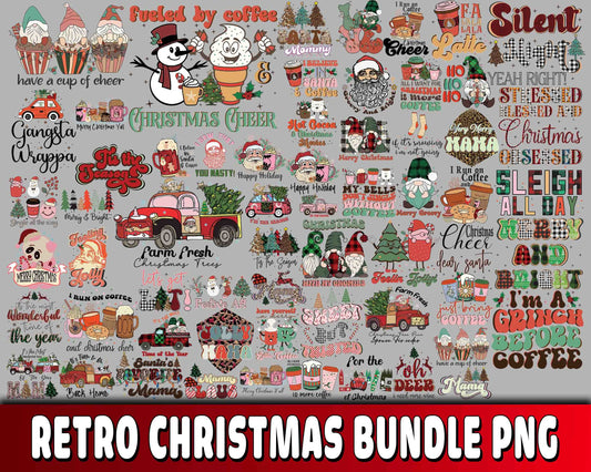 Retro christmas bundle PNG , Mega bundle Retro christmas PNG 9 , file cut , Silhouette, digital download, Instant Download