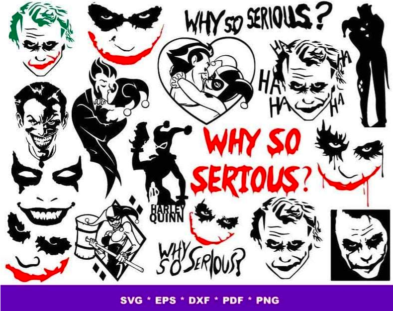 Joker SVG Bundle - 1000+ files Joker SVG, EPS, PNG, DXF for Cricut, Silhouette