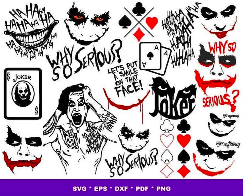 Joker SVG Bundle - 1000+ files Joker SVG, EPS, PNG, DXF for Cricut, Silhouette