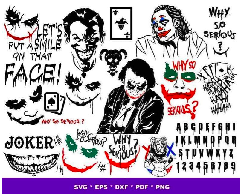 Joker SVG Bundle - 1000+ files Joker SVG, EPS, PNG, DXF for Cricut, Silhouette