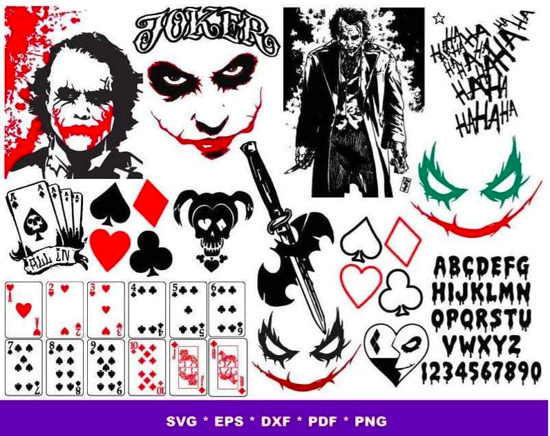 Joker SVG Bundle - 1000+ files Joker SVG, EPS, PNG, DXF for Cricut, Silhouette