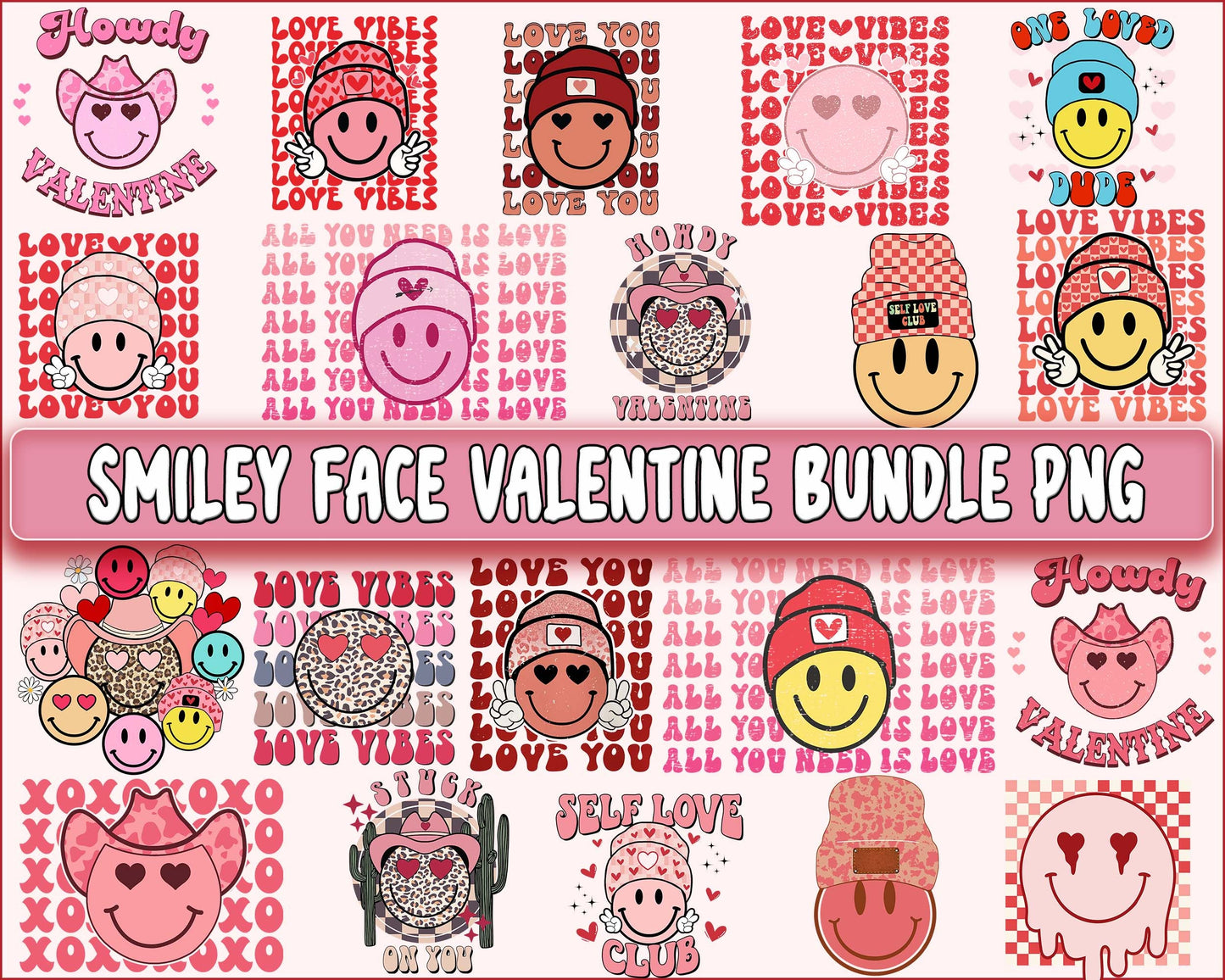 Smiley Face valentine bundle PNG , Smiley Face valentine  PNG, Cutting Image, File Cut , Digital Download, Instant Download