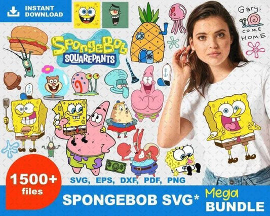 Spongebob SVG Bundle - 1500+ files Spongebob SVG, EPS, PNG, DXF for Cricut, Silhouette