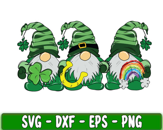 St Patrick's Day, Lucky 3 Gnomes SVG DXF PNG EPS , cricut , file cut , Silhouette, digital download, Instant Download