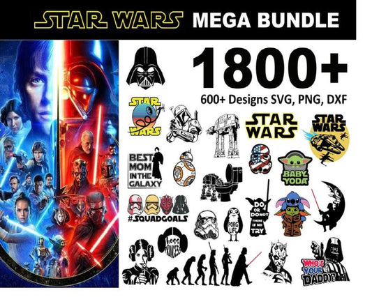 Star Wars SVG Bundle - 1800+ files Star Wars SVG, EPS, PNG, DXF for Cricut, Silhouette