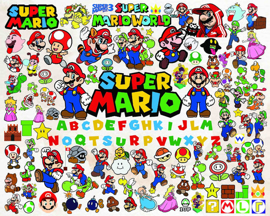 Super Mario SVG Bundle - 250+ files Super Mario SVG, EPS, PNG, DXF for Cricut, Silhouette