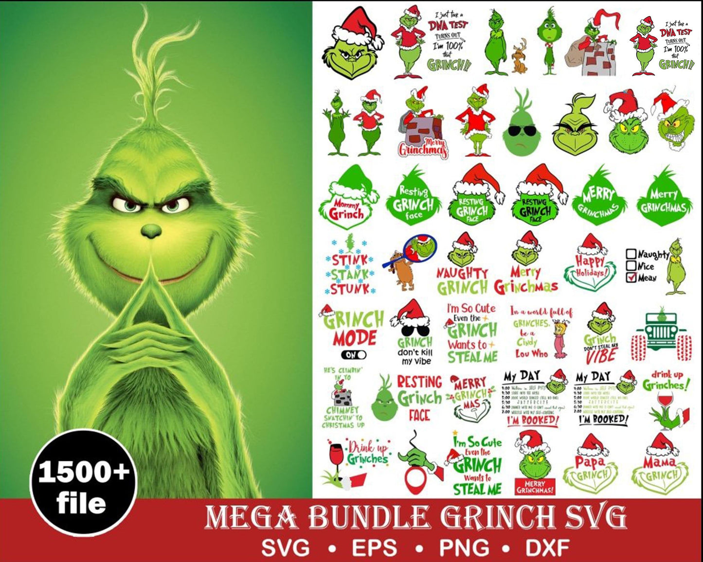 Grinch Ultimate bundle SVG - Mega bundle Grinch SVG, EPS, PNG, DXF for Cricut, Silhouette , file cut , digital download, Instant Download