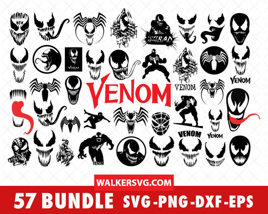 Venom SVG Bundle - 230+ files Venom SVG, EPS, PNG, DXF for Cricut, Silhouette