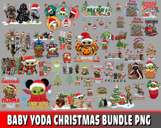 Baby Yoda christmas PNG , Baby Yoda christmas bundle PNG , file cut , Silhouette, digital download, Instant Download