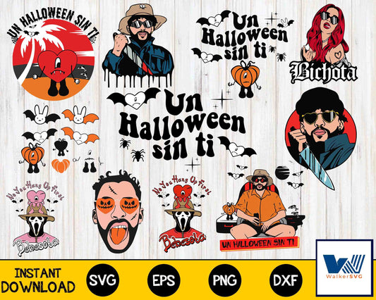 bad bunny halloween bundle  SVG  , file cut , for Cricut,  Silhouette , digital download