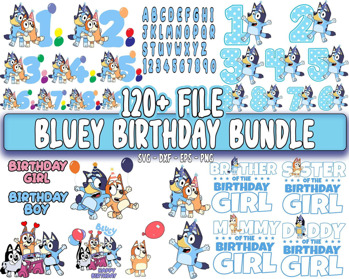 bluey birthday bundle svg , 120+ file bluey birthday bundle SVG DXF PNG EPS , cricut , file cut , Silhouette, digital download, Instant Download