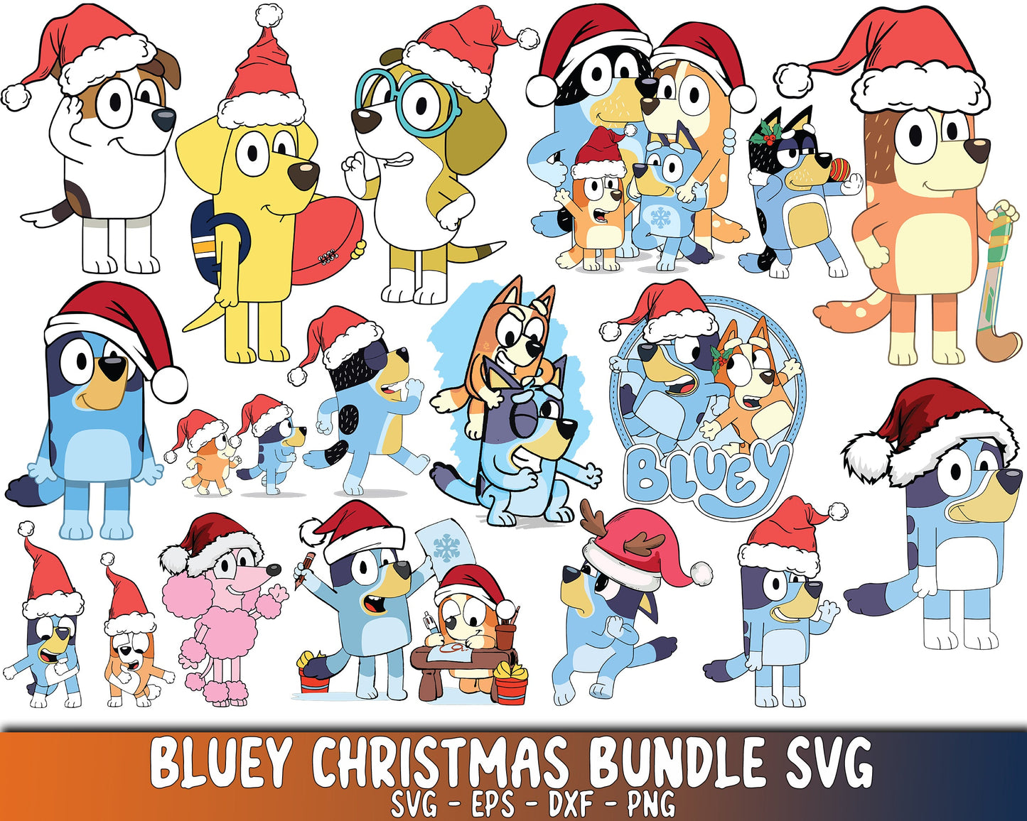 bluey christmas svg - bluey christmas svg bundle SVG, EPS, PNG, DXF for Cricut, Silhouette