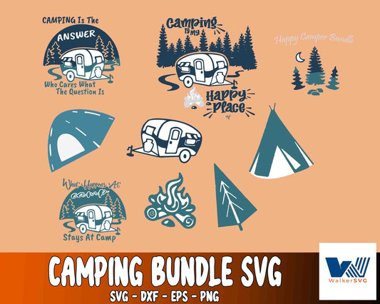 camping bundle svg ,mega bundle camping svg, file cut , for Cricut,  Silhouette , digital download