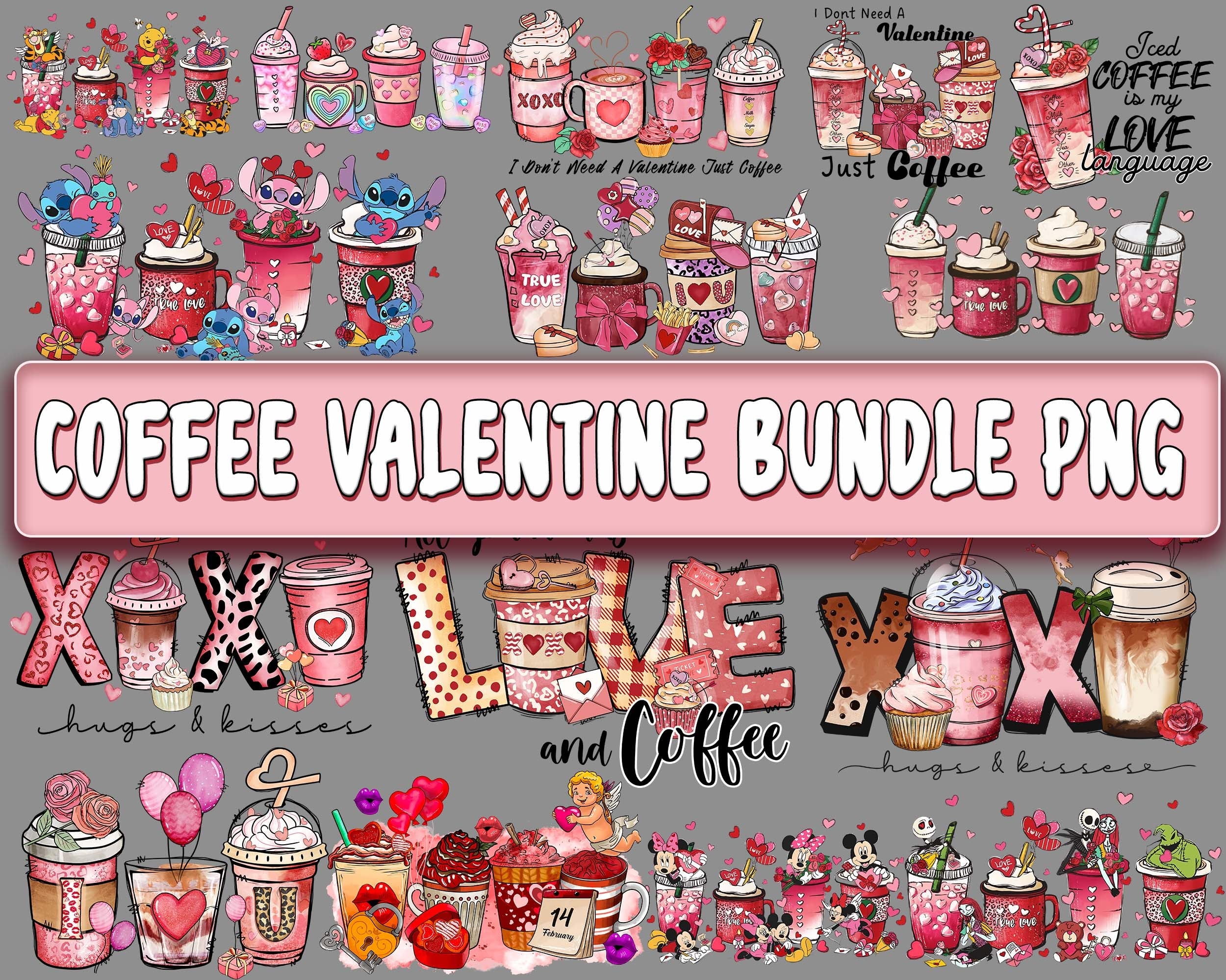 Valentine Day Bundle PNG , Coffee Valentine Bundle PNG, Cutting Image ...