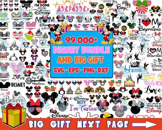 99.999+ file Disney bundle svg, Disney svg,dxf,png,eps, cricut , file cut , Silhouette, Digital Dowload