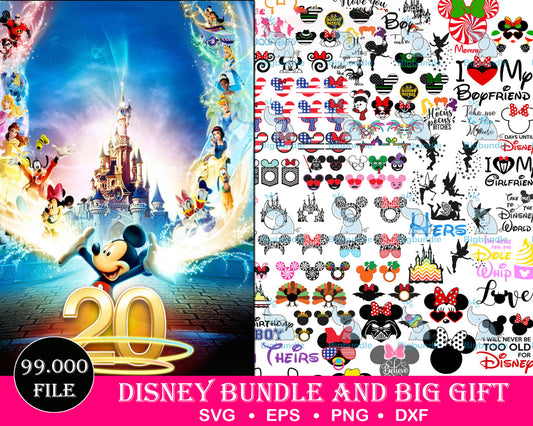 99.999+ file Disney bundle svg, Disney svg,dxf,png,eps, cricut , file cut , Silhouette, Digital Dowload