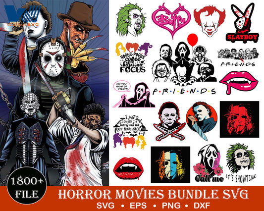 Horror Movies SVG Bundle - 1800+ files Horror Movies SVG, EPS, PNG, DXF for Cricut, Silhouette