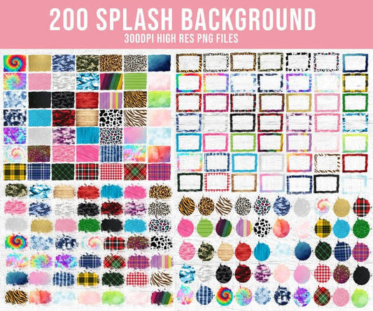 Splash Background PNG Bundle - 200+ files Splash Background PNG for Cricut, Silhouette