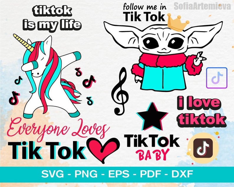 TikTok SVG Bundle - 1100+ files TikTok SVG, EPS, PNG, DXF for Cricut, Silhouette