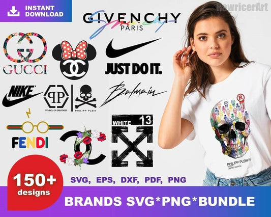 Fashion Brands SVG Bundle - 150+ files Fashion Brands SVG, PNG for Cricut, Silhouette