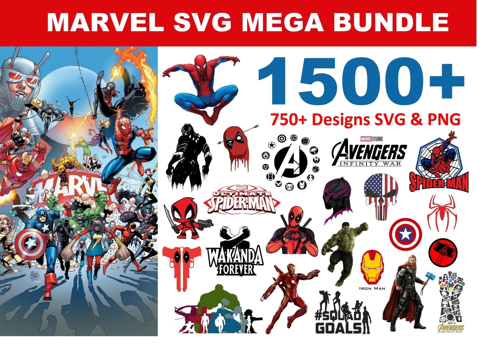 Avengers SVG Bundle - 1500+ files Avengers SVG, EPS, PNG, DXF for Cricut, Silhouette