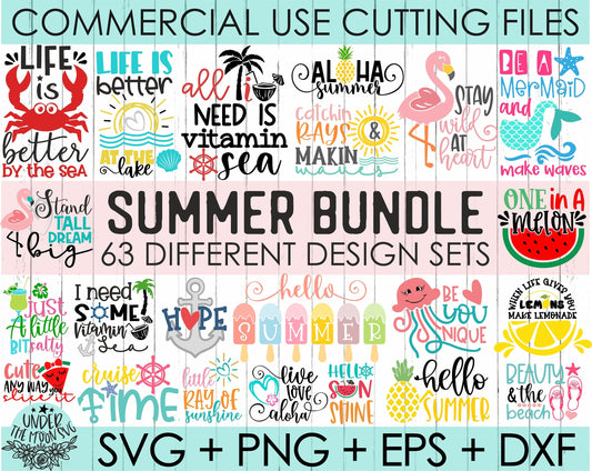 Summer Beach SVG Bundle - 190+ files Summer Beach SVG, EPS, PNG, DXF for Cricut, Silhouette