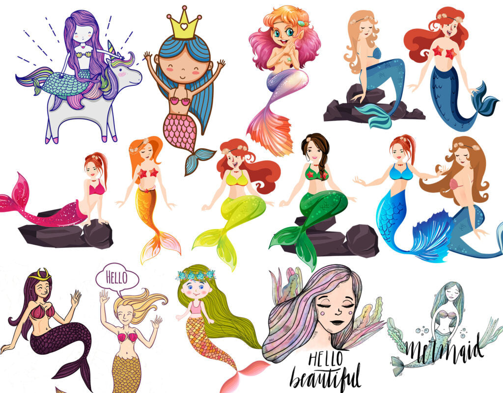 Mermaid SVG Bundle - 1800+ files Mermaid SVG, EPS, PNG, DXF for Cricut, Silhouette