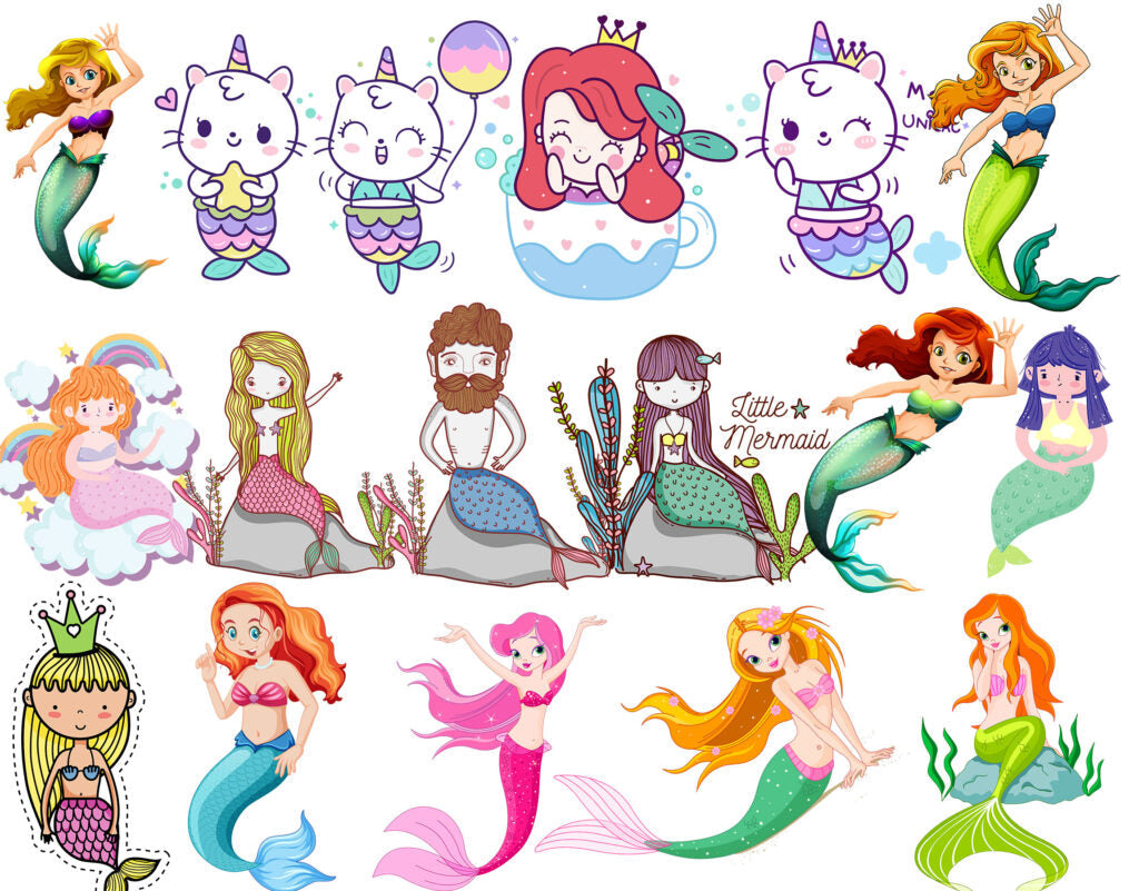 Mermaid SVG Bundle - 1800+ files Mermaid SVG, EPS, PNG, DXF for Cricut, Silhouette