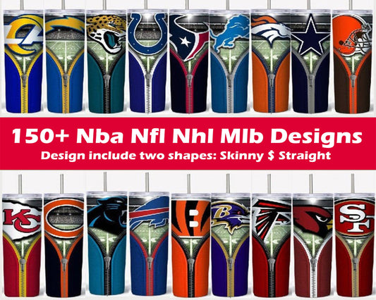 150 Designs 20oz Skinny NFL,NBA, NHL Tumbler Designs Bundle PNG High Quality, Designs 20 oz sublimation, Bundle Design Template for Sublimation